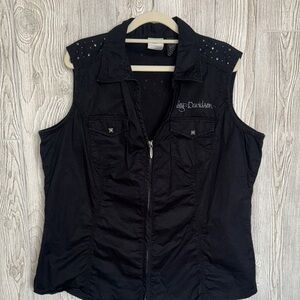 Harley-Davidson Black Studded sleeveless top